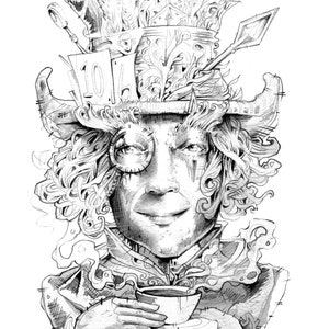 Hatter - Mad Hatter - Alice in Wonderland - Fairy Tale - Wall Art - Decor - Poster - Gift - Fantasy - Art - Hand Drawn - Boho - Creative