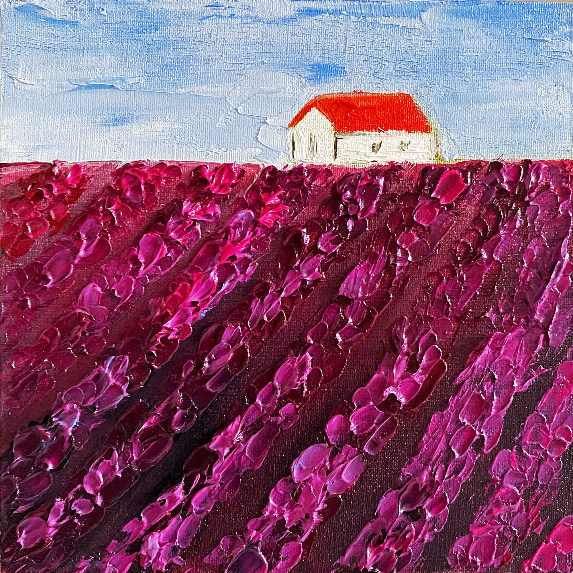 Tuscany Painting Lavender Field Original Art Small Landscape Oil ...