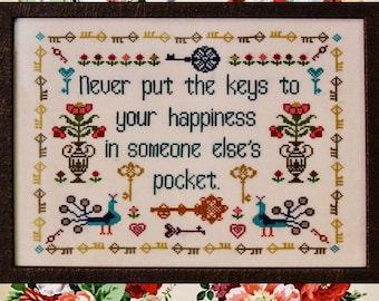Keys to Happiness Cross Stitch Pattern