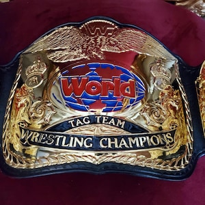 WWF CLASSIC World Tag Team Wrestling Championship Belt on American Leather