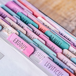 Laminated Bible Tabs | Pastel Nebula [Large Print] Books of The Bible Large Print for Women&#39;s Study Bible Tabs for Bible Neutral Bible tabs