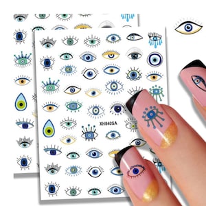 Evil Eye Nail Art Stickers: Hamsa 3D Self-Adhesive Decals