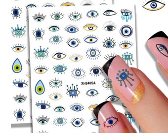 Evil Eye Nail Art Stickers: Hamsa 3D Self-Adhesive Decals