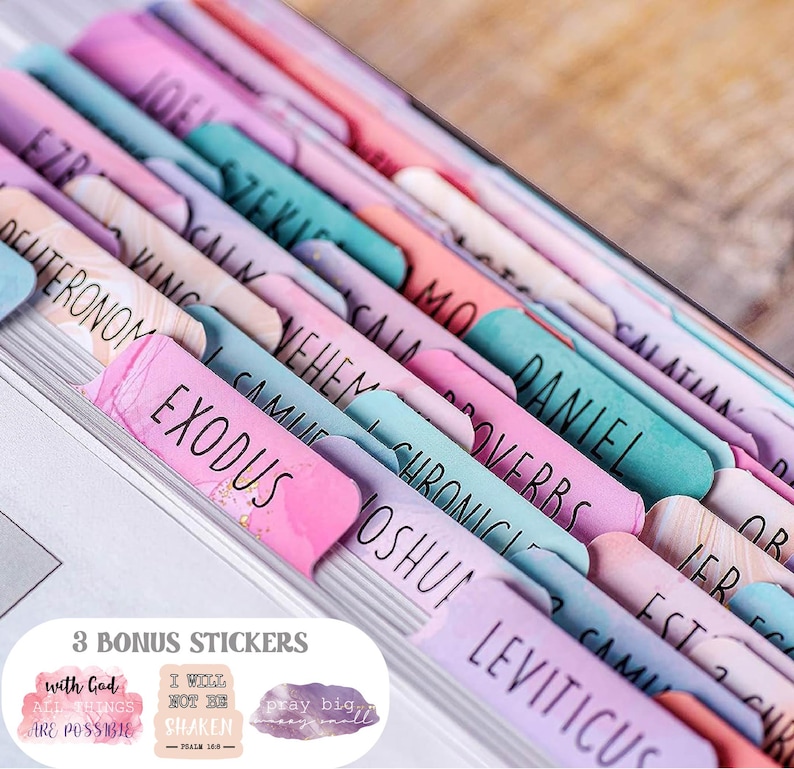Pastel Nebula Bible Tabs: Laminated, Large Print - Bible Study image 1