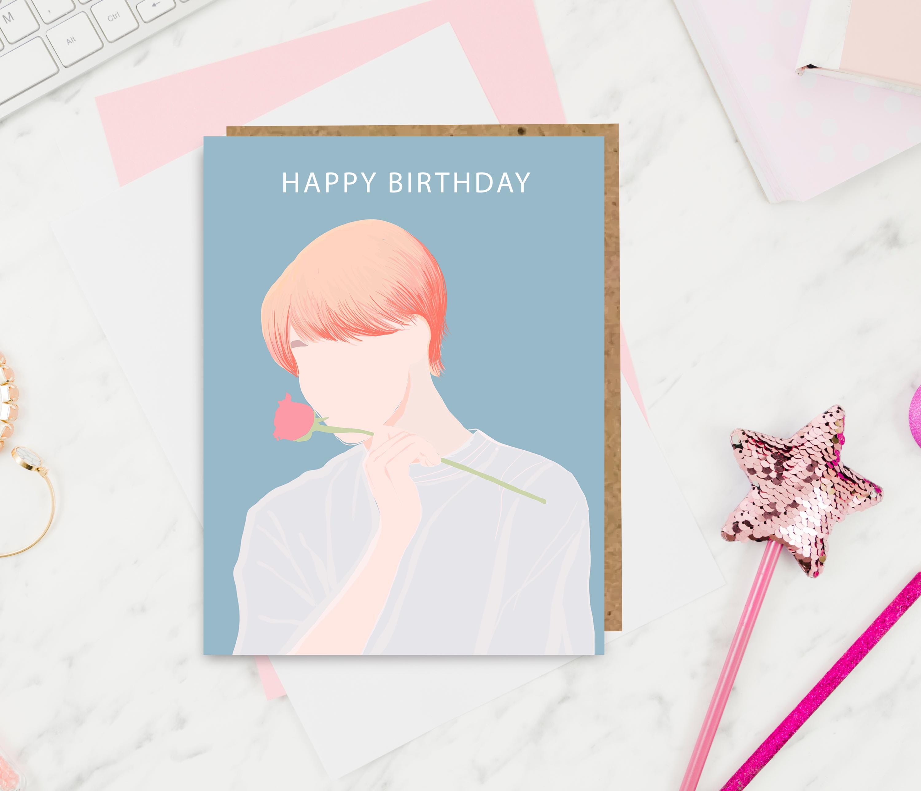 BTS Jimin Greeting Card: K-pop Birthday Gift, Handmade - Etsy