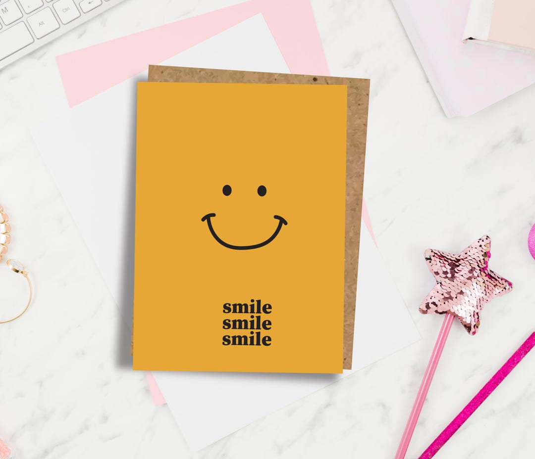 Handmade Smiley Face Greeting Card: Blank Inside - Etsy