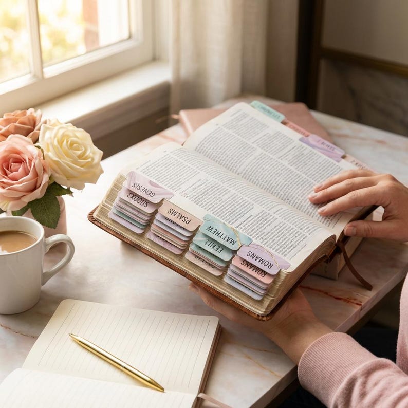 Pastel Nebula Bible Tabs: Laminated, Large Print - Bible Study image 4