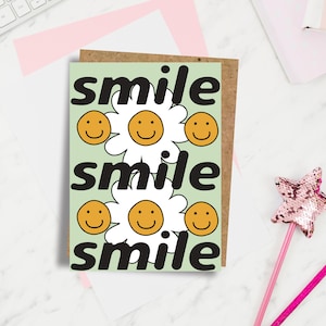 Carte de voeux SMILE - carte de voeux lumineuse, carte d'anniversaire souriante, cartes souriantes, carte de voeux mignonne, carte de voeux souriante