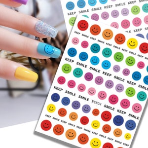 Self-Adhesive Nail Stickers: Colorful Smile Faces