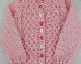 Hand knitted, double knit, pink cardigan, 2-3 years cardigan, easter gift girls, Handmade clothing girls, girls birthday gift, warm knits.