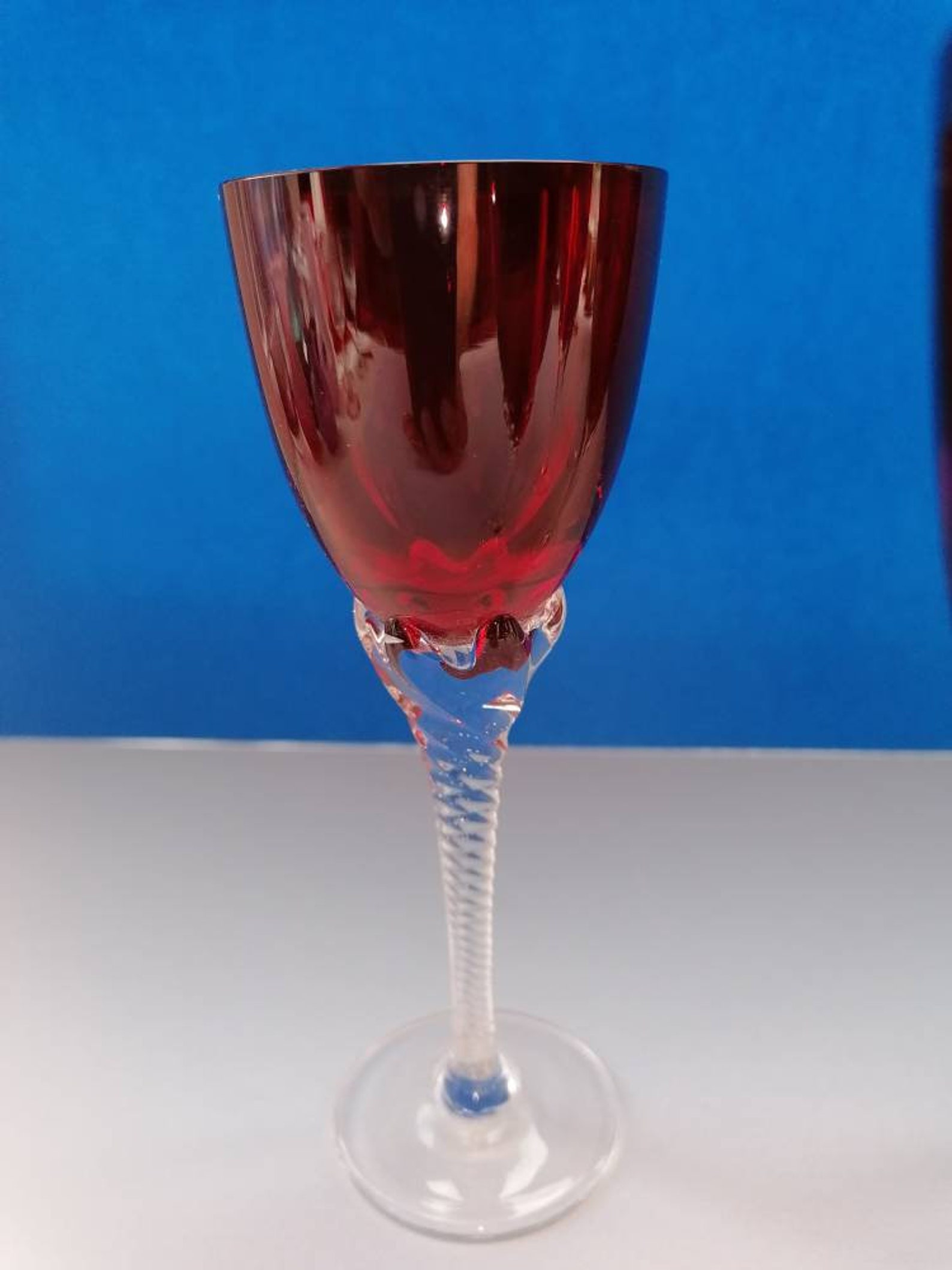 Stunning antique cranberry crystal sherry glass x5 Etsy