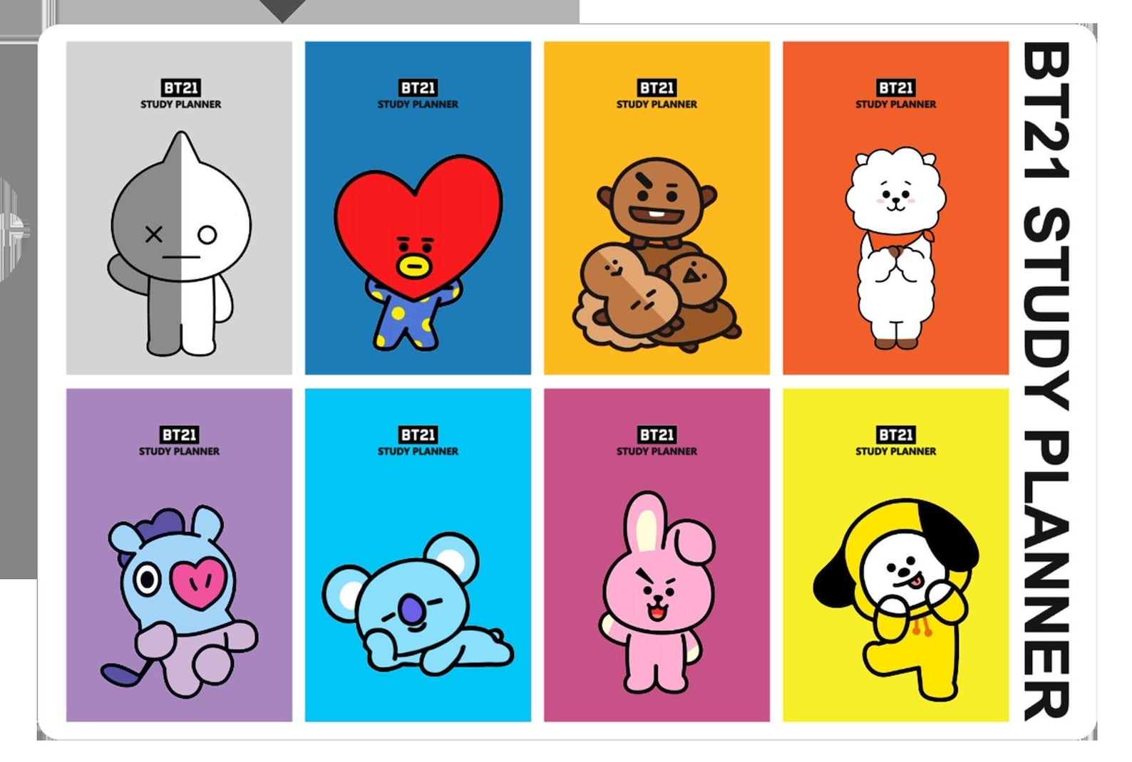 bt21 character printable study planner silhouette file etsy