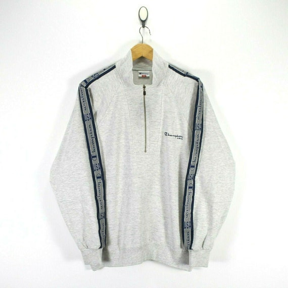 Vintage Champion Men's Sweater in Grey Size L Zip-