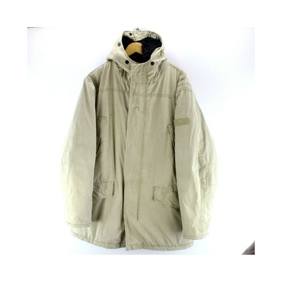 Vintage Timberland Men's Coat Size XL Beige Hooded