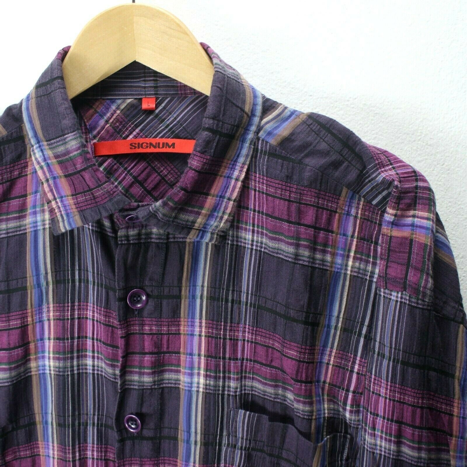 Vintage Signum Men's Check Shirt in Purple Size L Long | Etsy