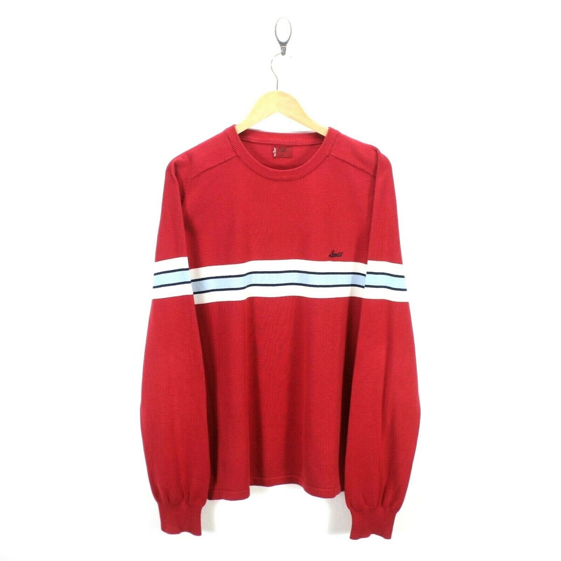 Vintage Levi's Men's Crew Neck Jumper in Red Size XL Etsy