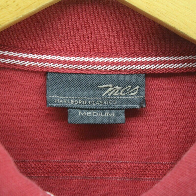 Vintage Marlboro Classics Polo Shirt Pink Size M Short Sleeve Striped EF5710