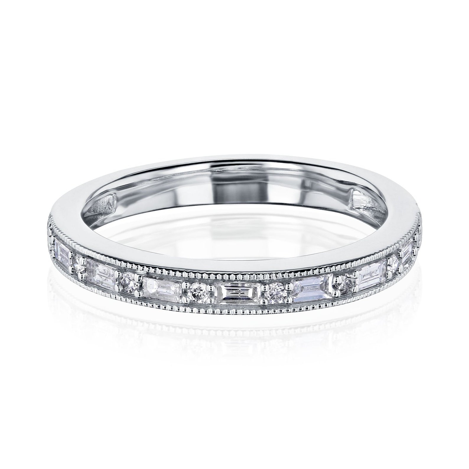 Moissanite Wedding Band Baguette Cut Diamond Wedding Band