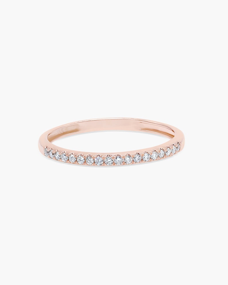Gift for Women Moissanite Band Eternity Band Classic and Elegant Wedding Band Rose Gold Stacking Ring CZ Ring