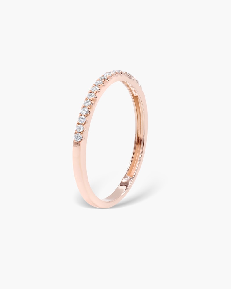 Gift for Women Moissanite Band Eternity Band Classic and Elegant Wedding Band Rose Gold Stacking Ring CZ Ring