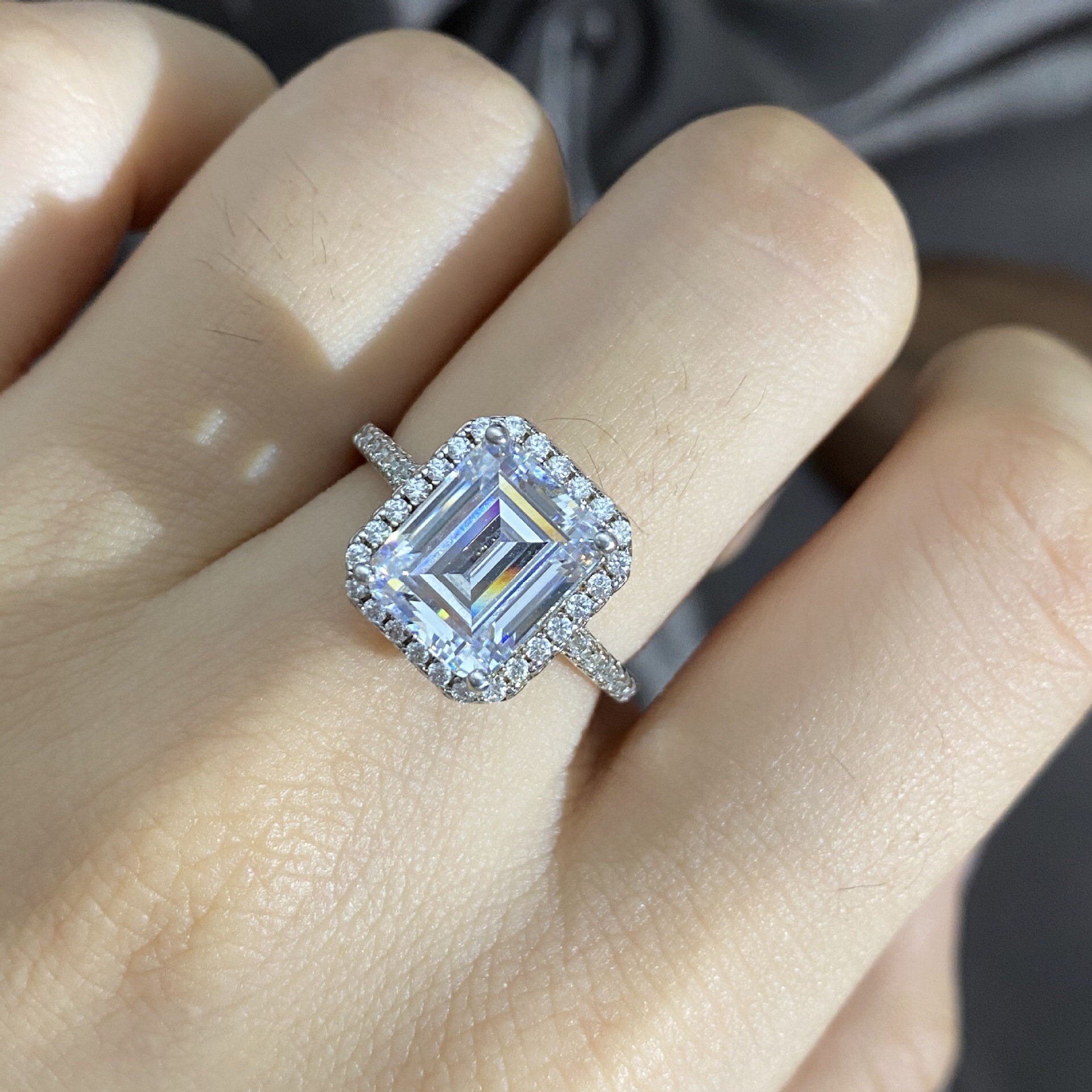 2.50CTW Emerald Cut Moissanite Engagement Ring 14K Solid White Etsy