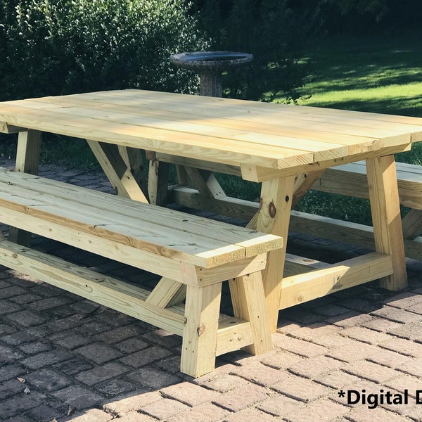 Easy DIY Farm Table with Matching Bench Woodworking Plans