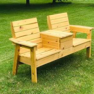 DIY Double Bench with Cooler Storage Woodworking Plans