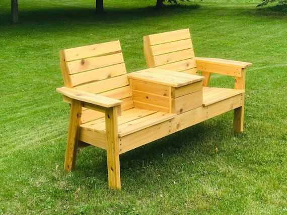 Wooden bench cheap with cooler