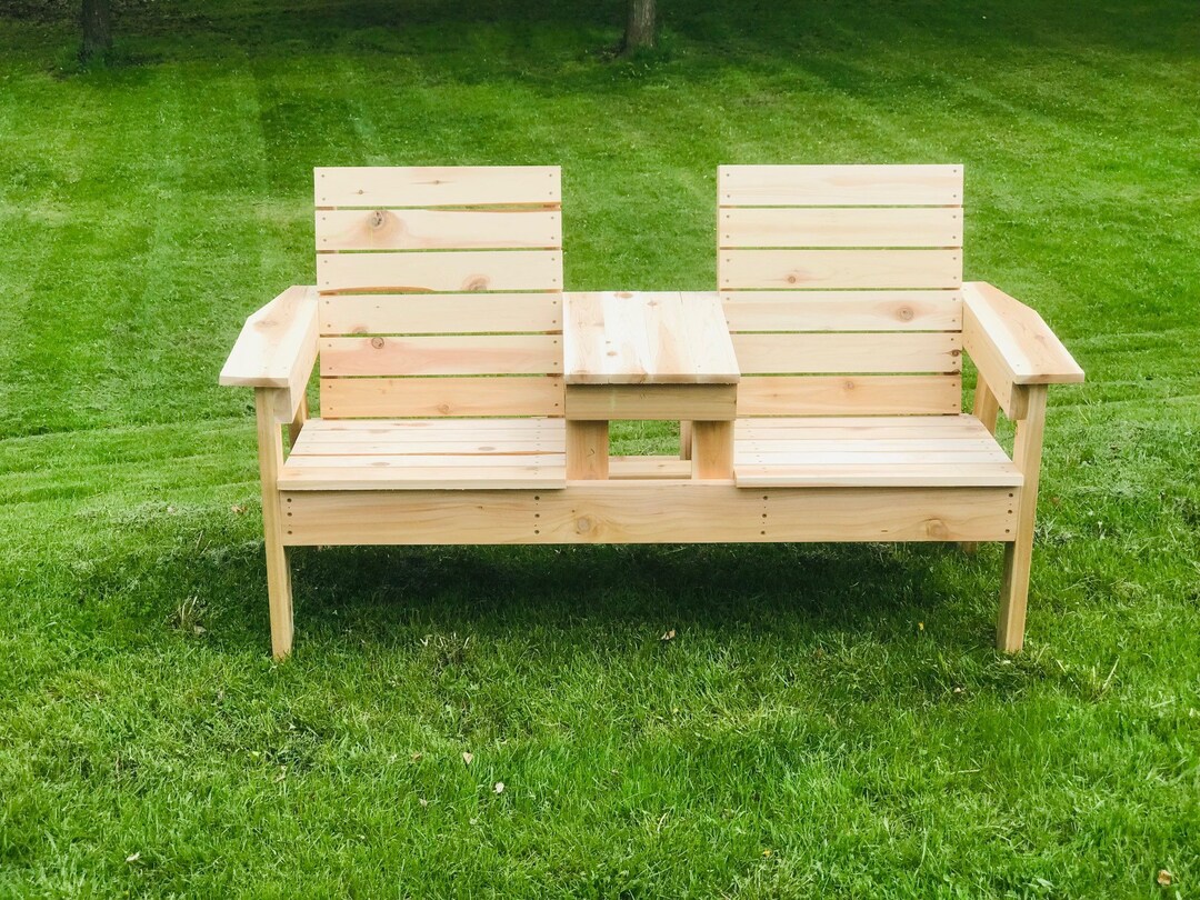 DIY Double Bench With Table Woodworking Plans Etsy