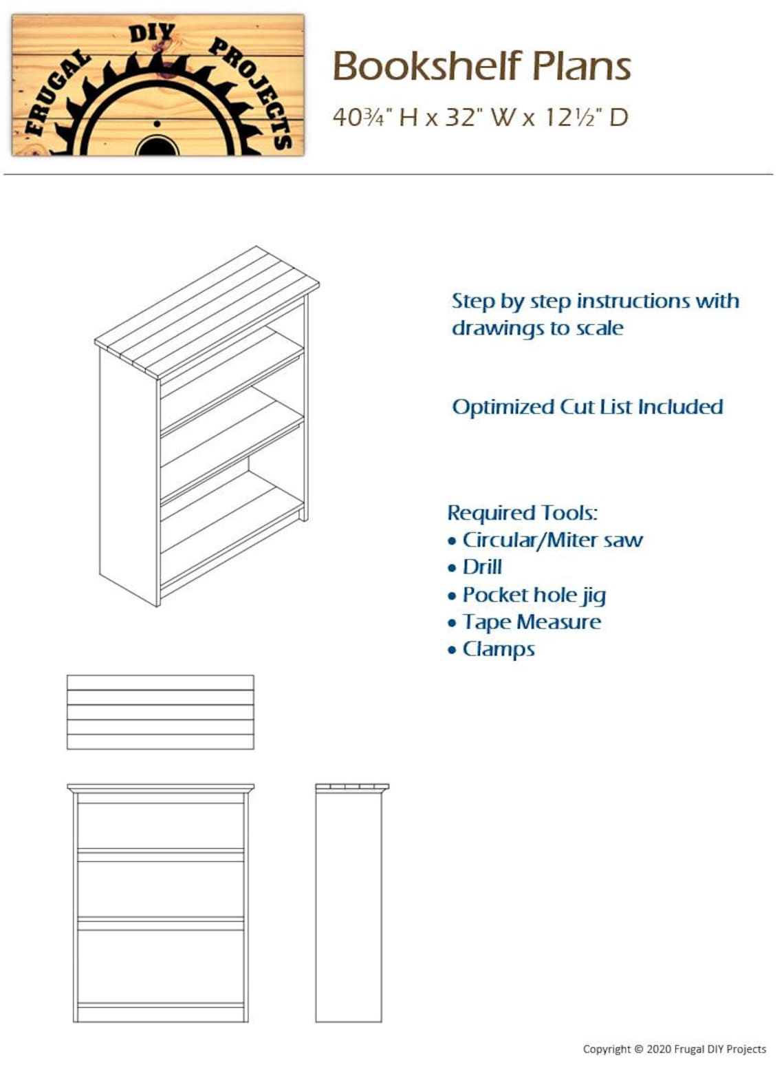 DIY Bookshelf Woodworking Plans Etsy