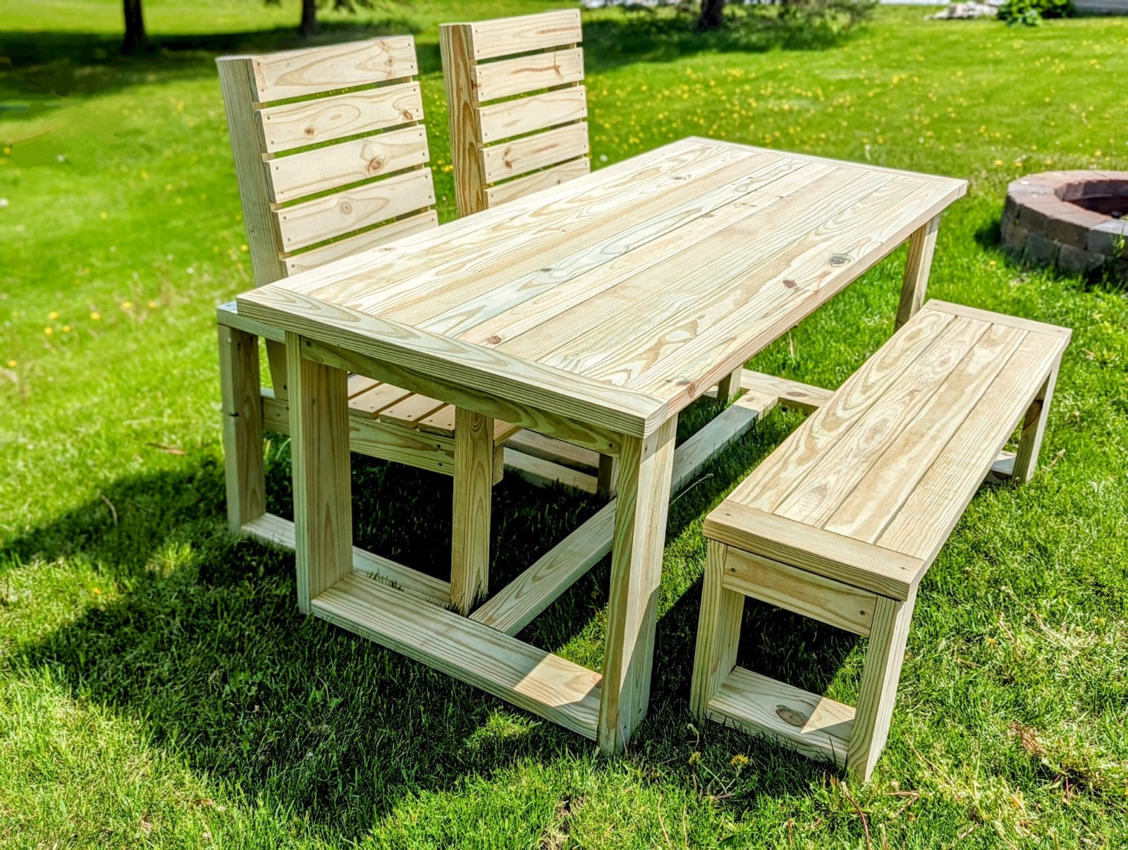 DIY Patio Table With Matching Bench and Chair Woodworking Plans - Etsy