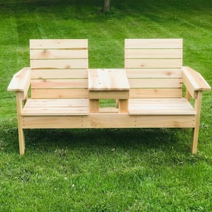 DIY Double Bench with Table Woodworking Plans