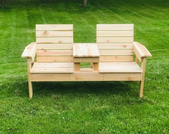 DIY Double Bench with Table Woodworking Plans
