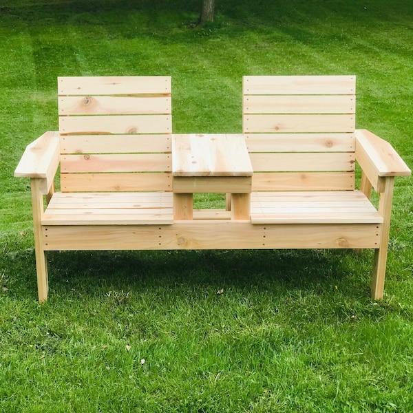 DIY Double Bench with Table Woodworking Plans