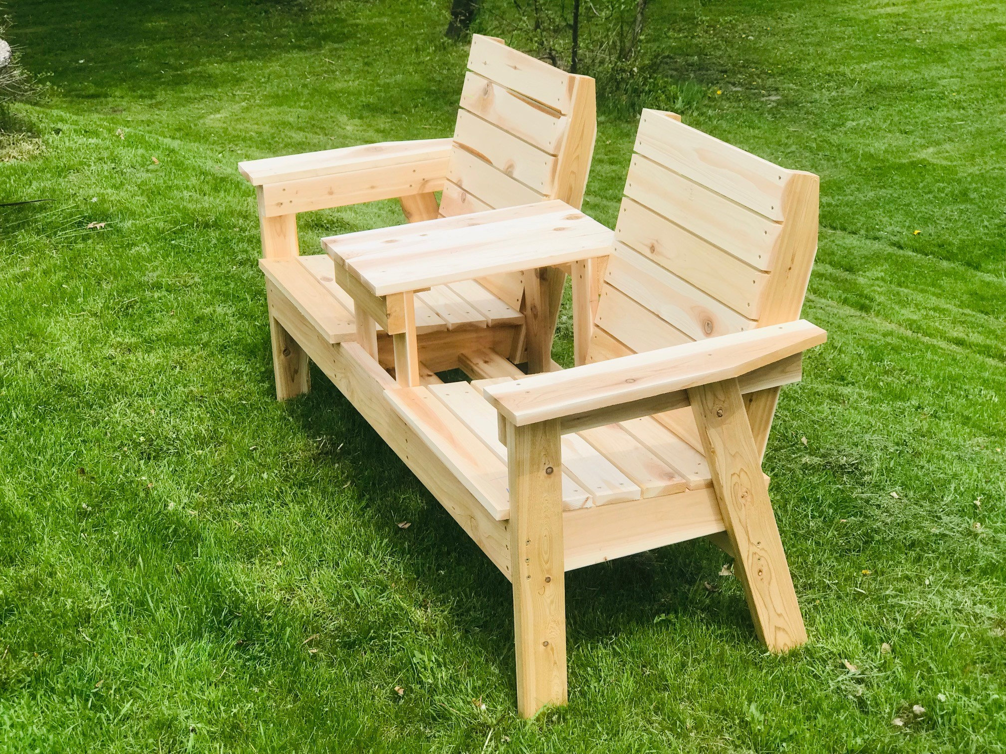 DIY Double Bench With Table Woodworking Plans Etsy
