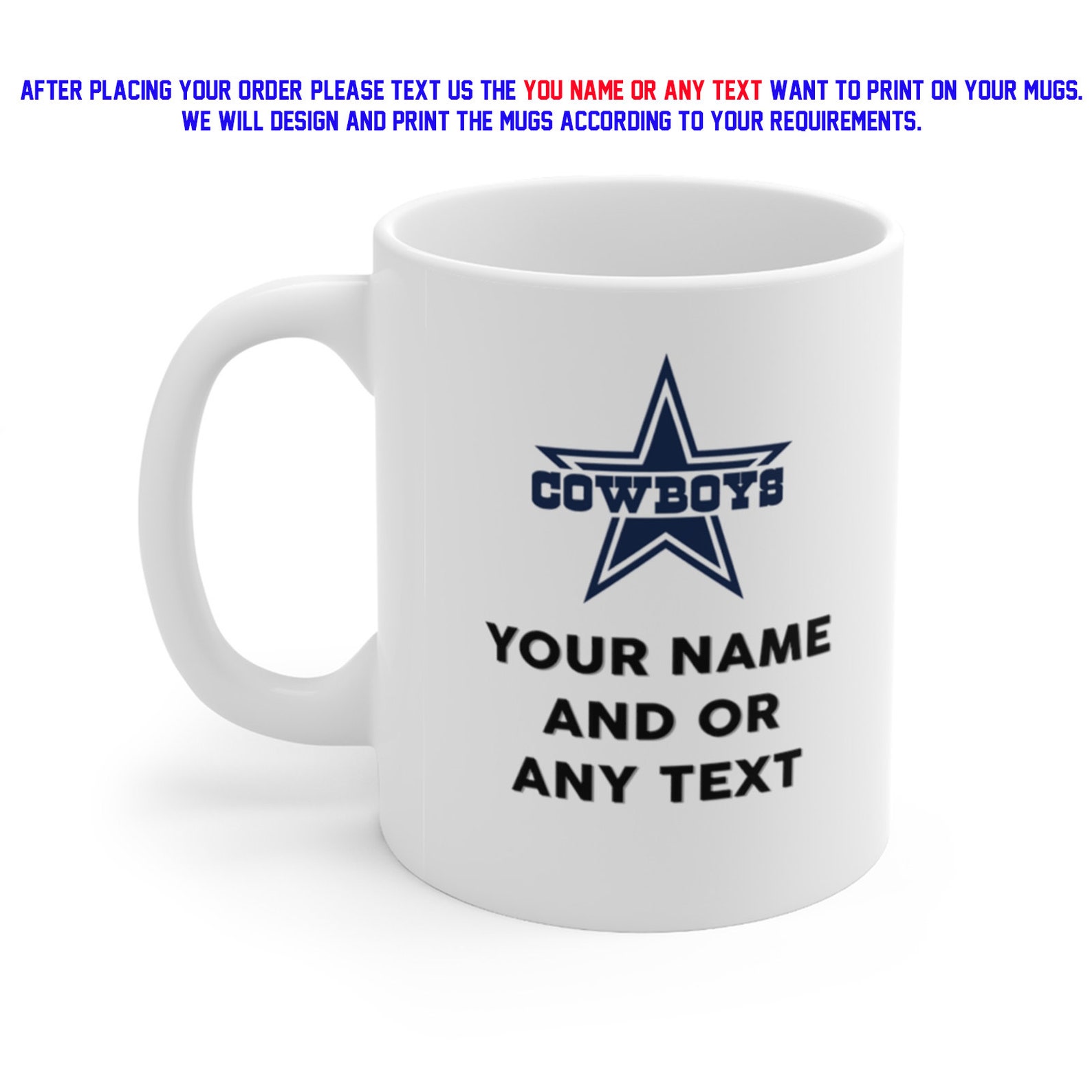 Personalized Dallas Cowboys Fan Made Ceramic Coffee Mug Cup Etsy