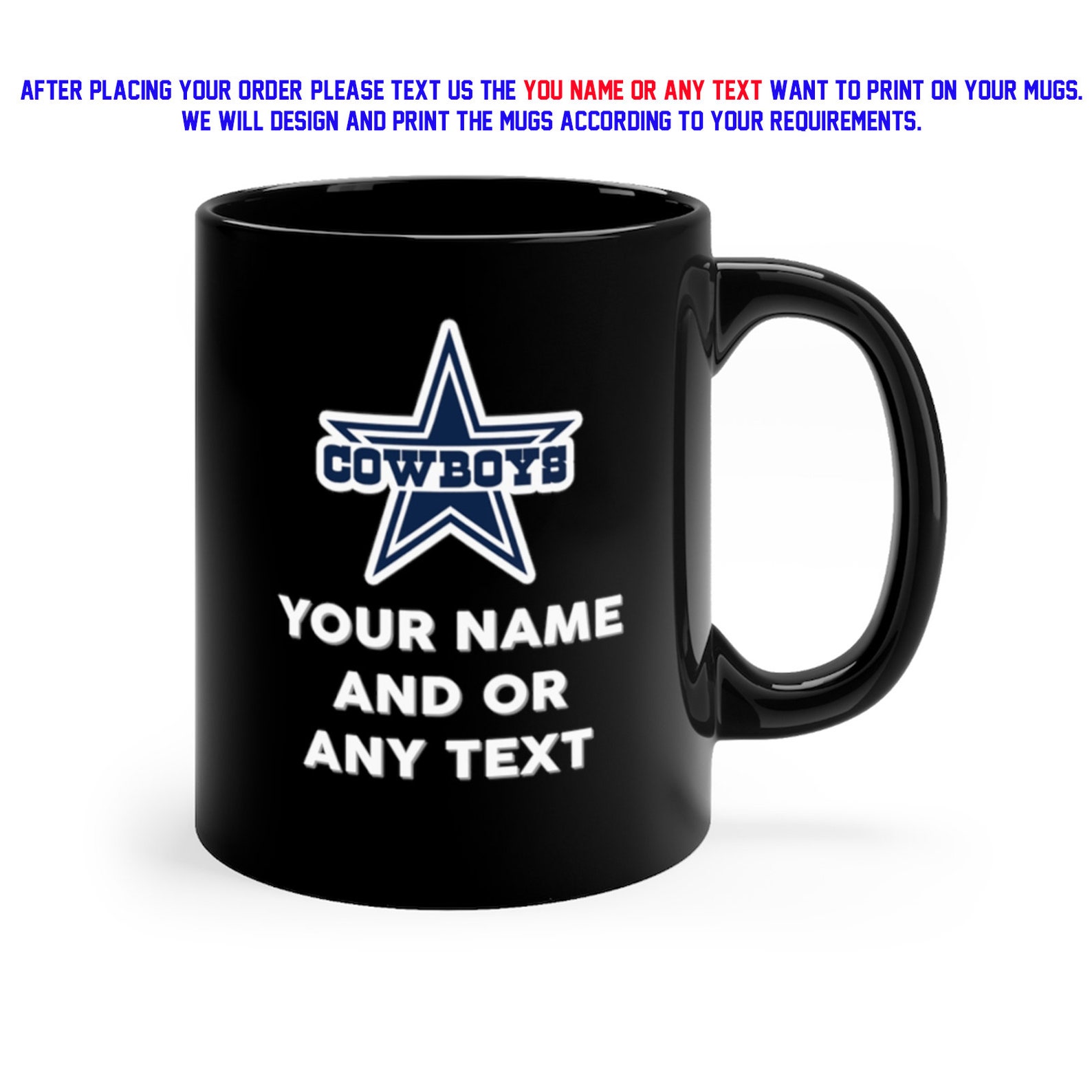 Personalized Dallas Cowboys Fan Made Ceramic Coffee Mug Cup Etsy