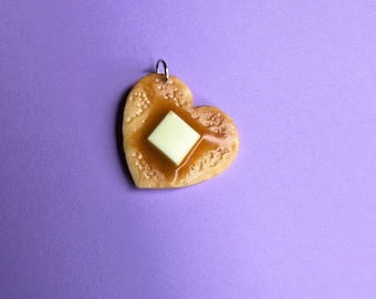 Handcrafted Polymer Clay Heart Pancake Charm, Valentines Gift (Large Size)