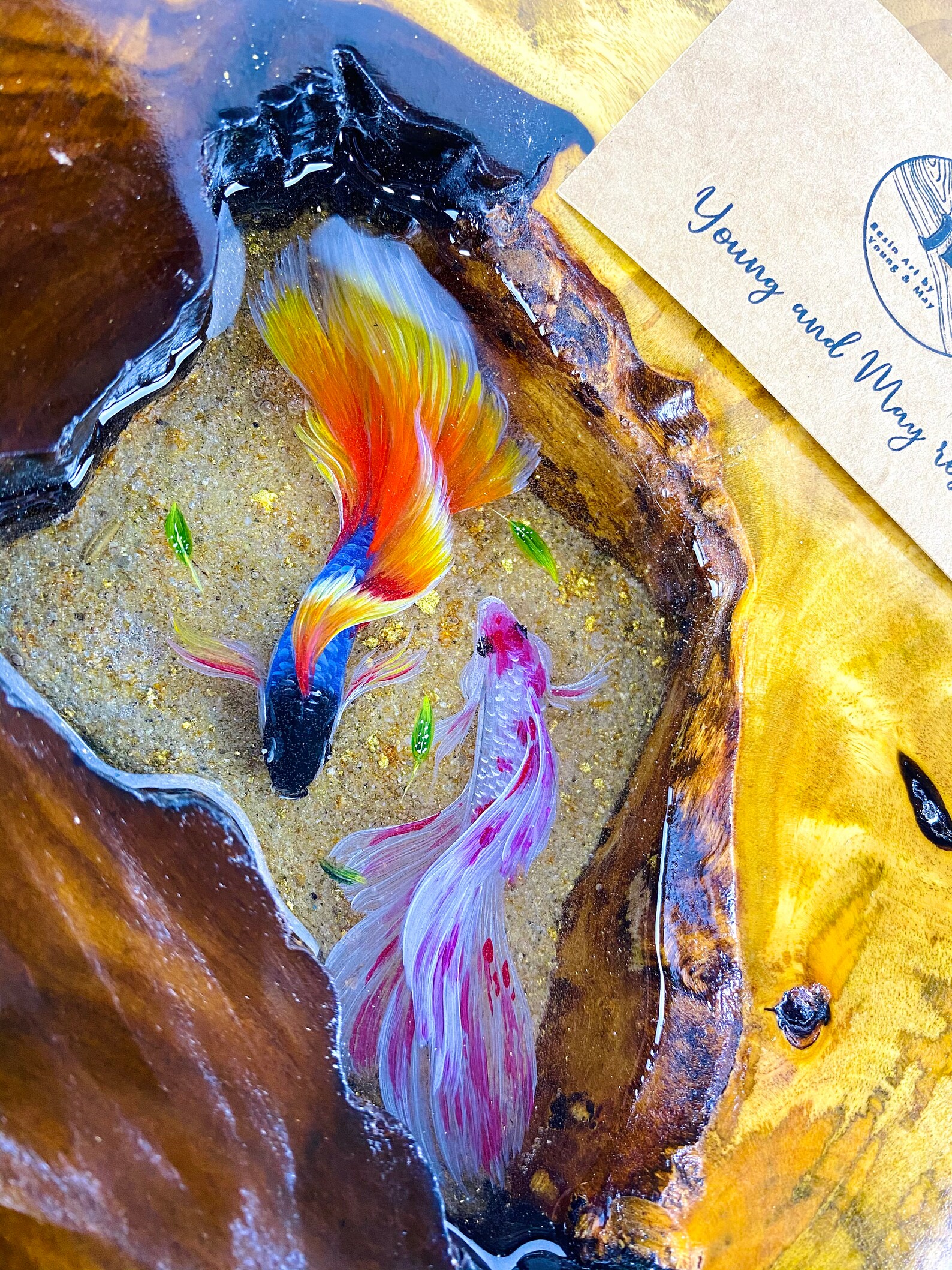 3D resin Painting fish art tea trays Etsy