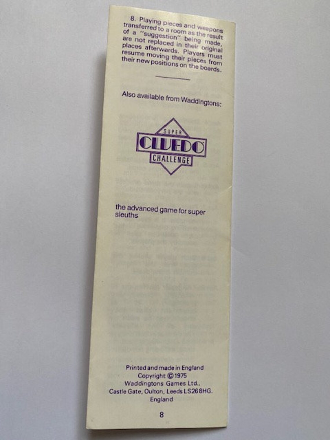 Cluedo 1980's Rules Sheet Etsy