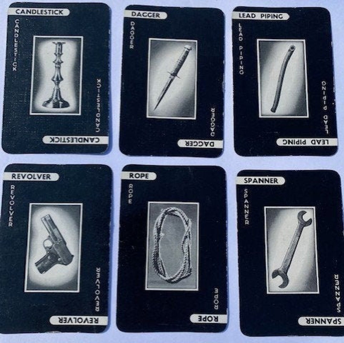 Cluedo 1980's Weapon Cards Full Set Etsy