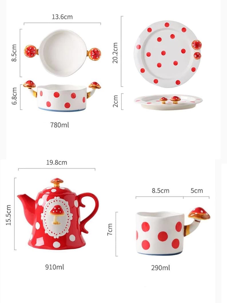 Kawaii Tea Set for Adult Mushroom Cute Tea Set for Little Etsy