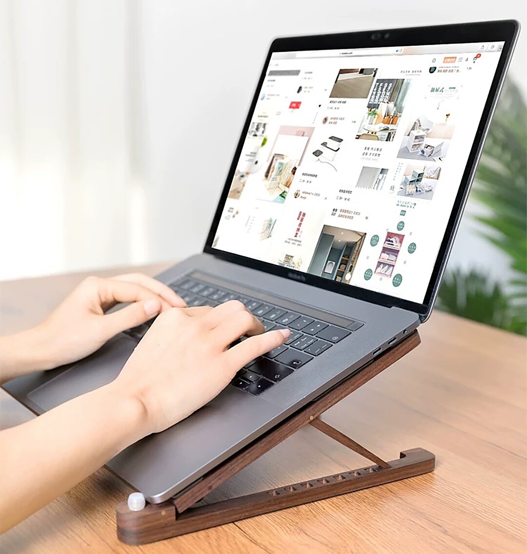 Wooden Laptop Stand Holder Office Desk Accessories Wood Etsy