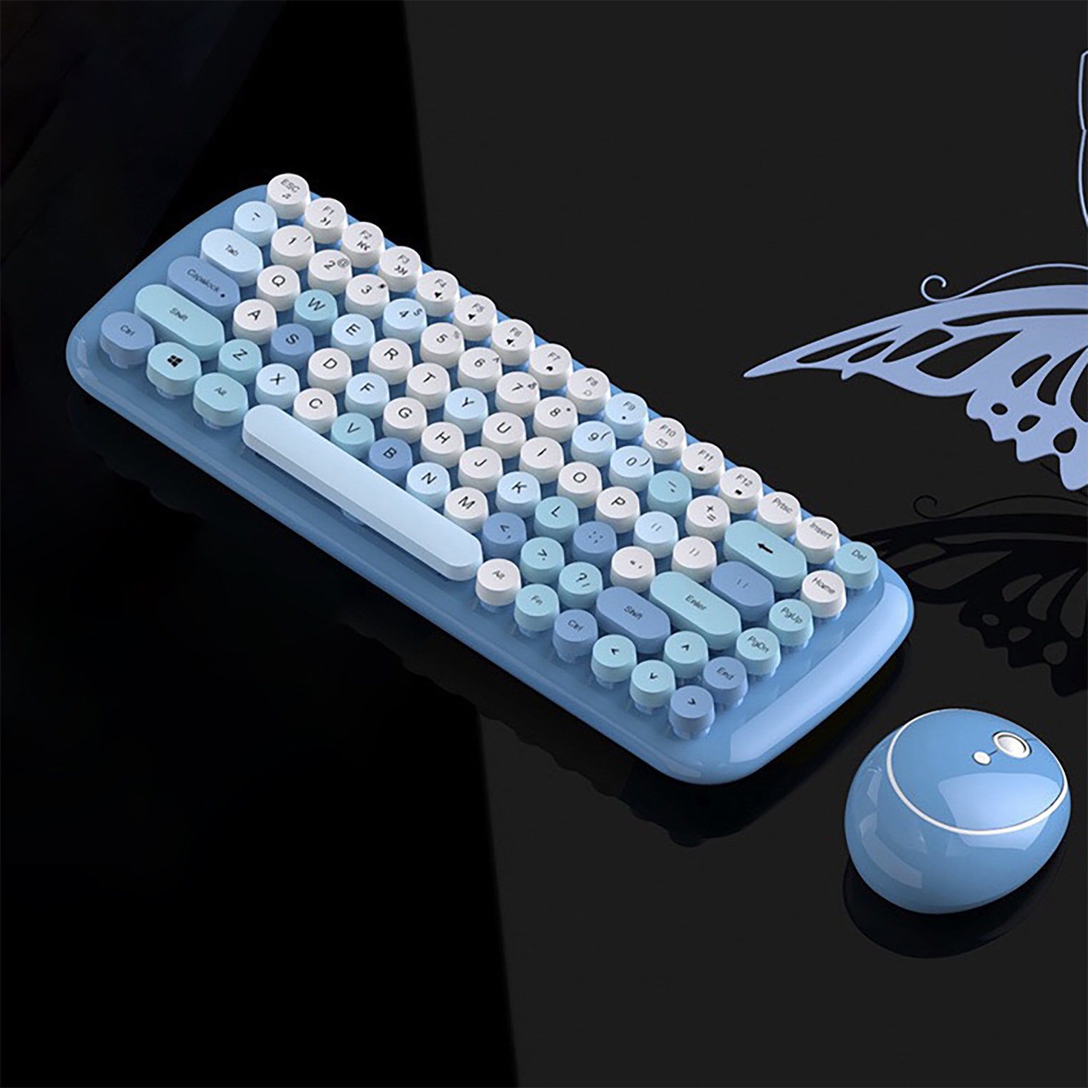 Pink Kawaii Keyboard Cute Wireless Typewriter Blue Keyboard Etsy