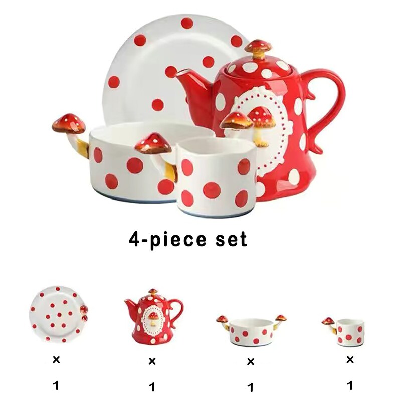 Kawaii Tea Set for Adult Mushroom Cute Tea Set for Little Etsy UK