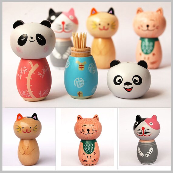 Cute Toothpick Dispenser Kawaii Wood Toothpick Holder Home Etsy