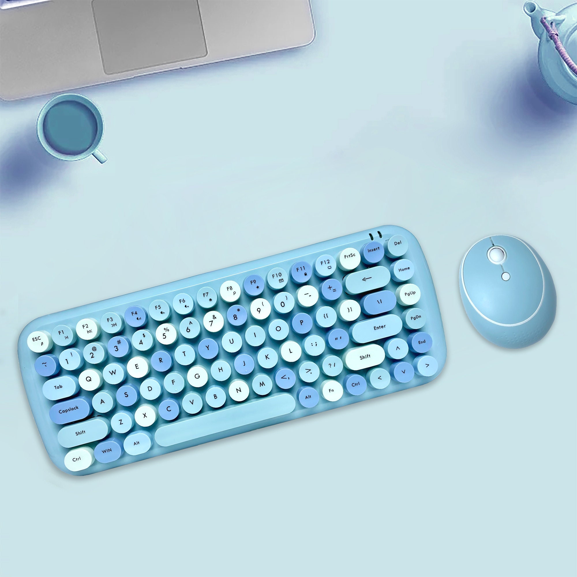 blue typewriter keyboard