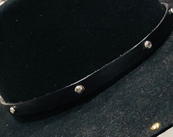 Black Leather Hat Band w/ Feather Accents 952L main image 1