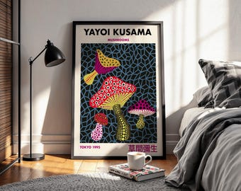 Yayoi Kusama Mushroom Poster | Psychedelic Pop Art Print