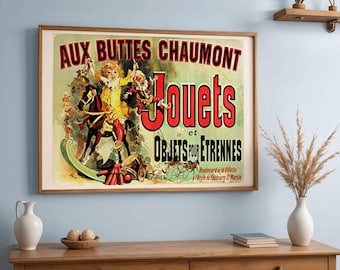 Vintage French Toy Poster – “Aux Buttes Chaumont Jouets” | Monica’s Apartment Friends Wall Art